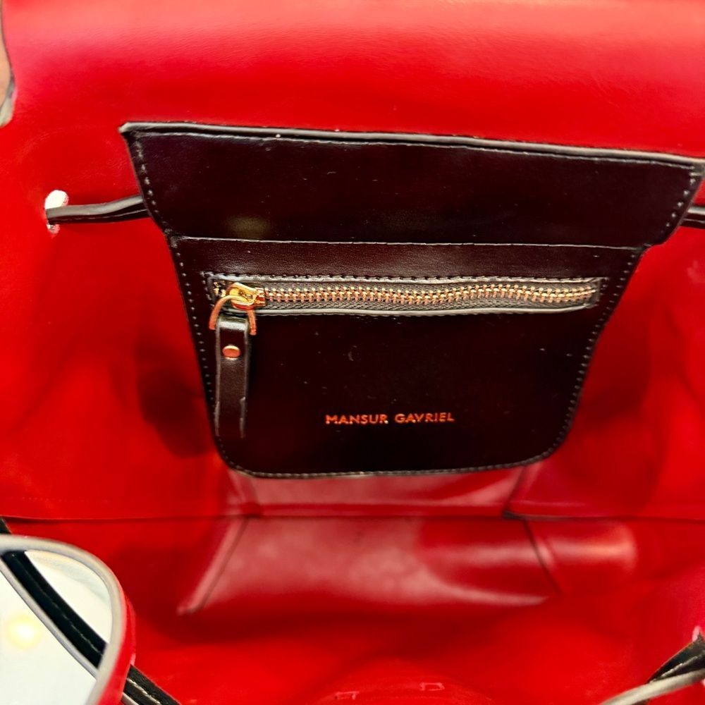 Mansur Gavriel Minimalist Leather Backpack in Black with Red Interior - Picture 6 of 14